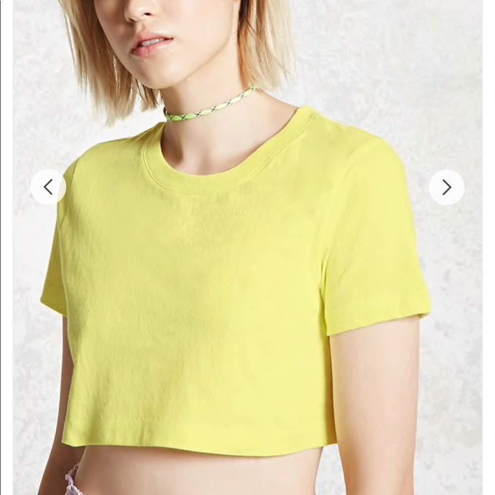 Forever 21 Neon Yellow Crop Top